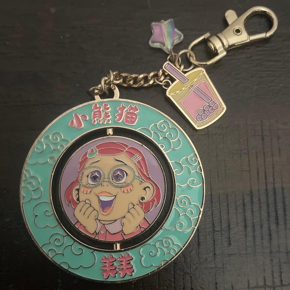 Disney Pixar Turning Red Meilin Lee Red Panda Spinning Enamel Keychain Boba Star